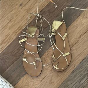 J Crew Gold Strappy Sandals